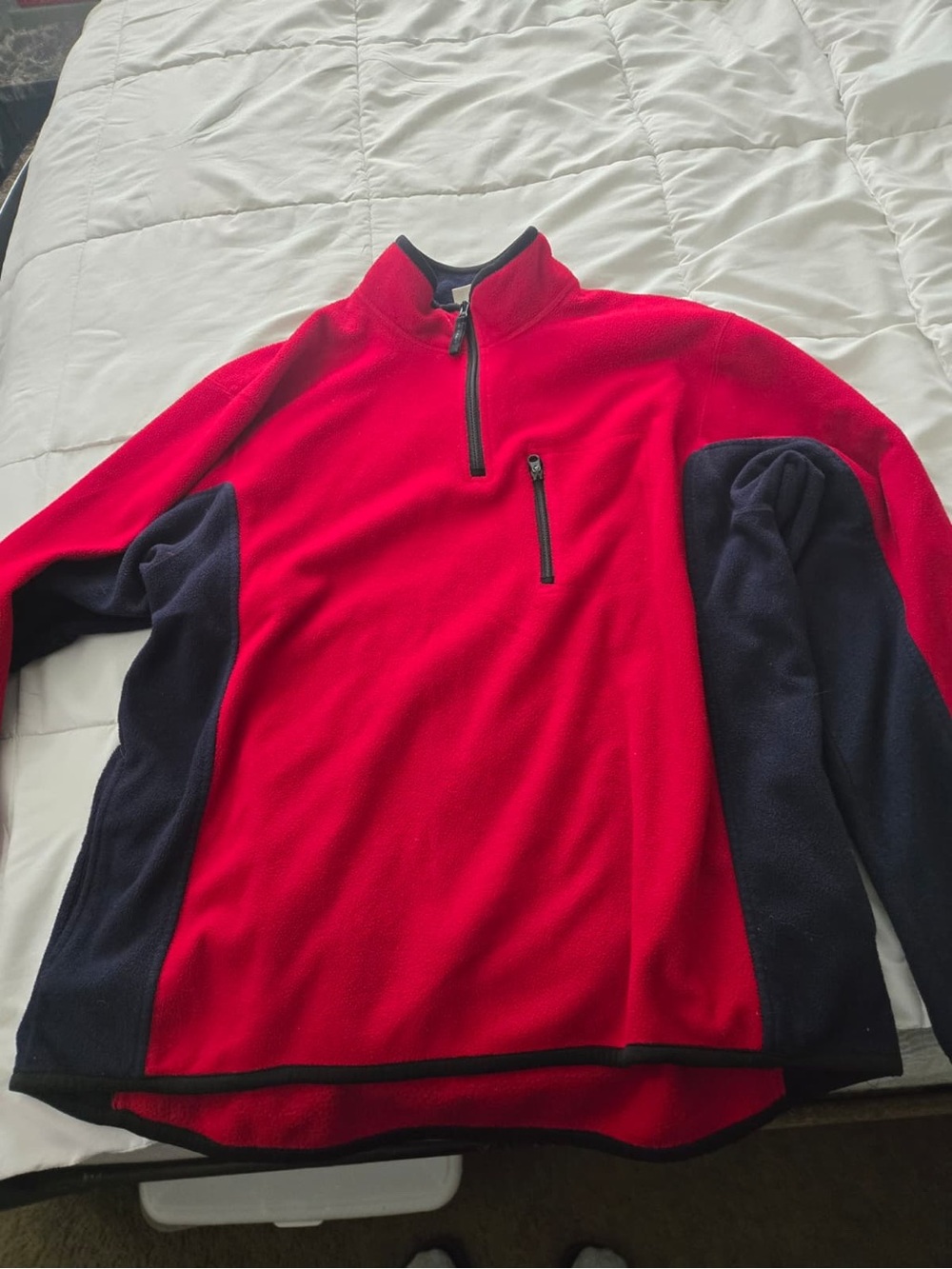 Old Navy Red and Navy Zip-Up Performance Fleece